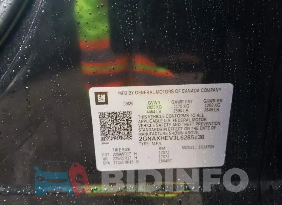 2GNAXHEV3L6285136 Photo# 13