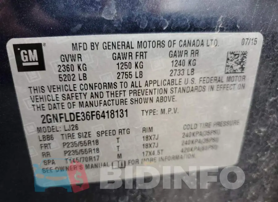 2GNFLDE36F6418131 Photo# 13