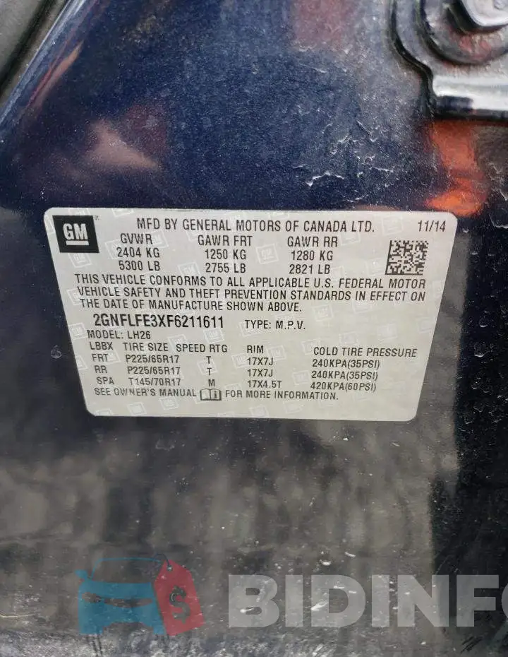 2GNFLFE3XF6211611 Photo# 13