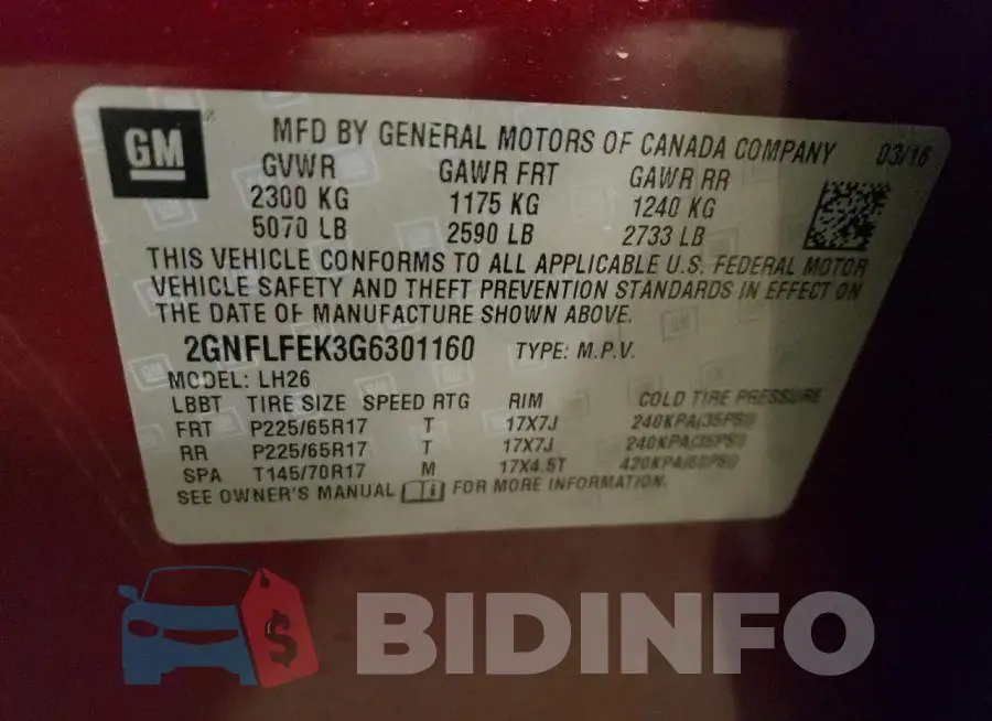 2GNFLFEK3G6301160 Photo# 12