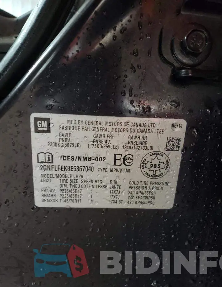 2GNFLFEK8E6367040 Photo# 12