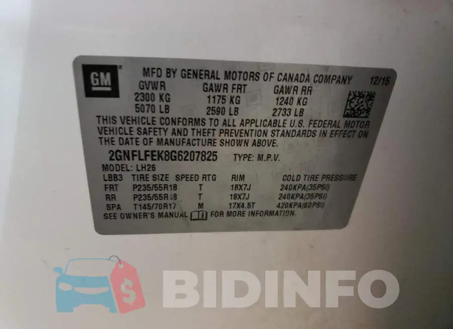 2GNFLFEK8G6207825 Photo# 12