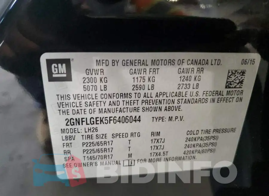 2GNFLGEK5F6406044 Photo# 13