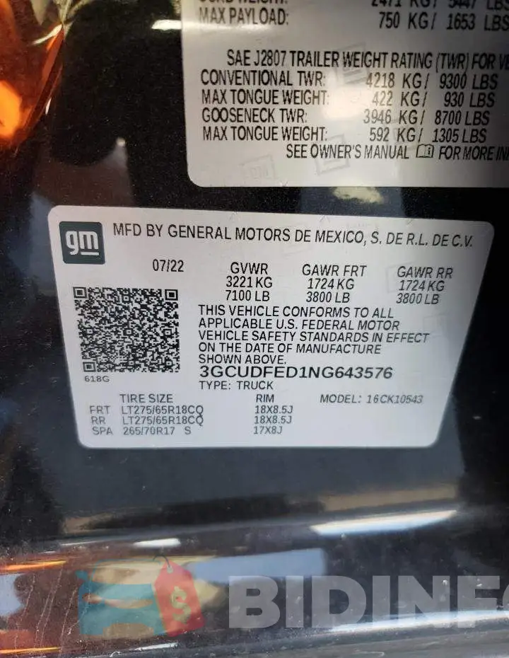 3GCUDFED1NG643576 Photo# 12