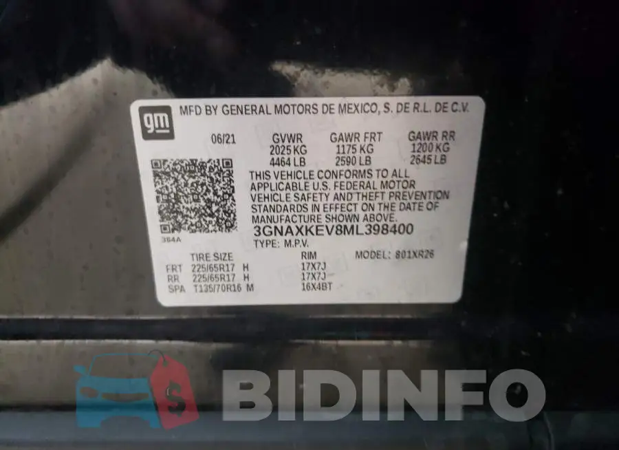 3GNAXKEV8ML398400 Photo# 13