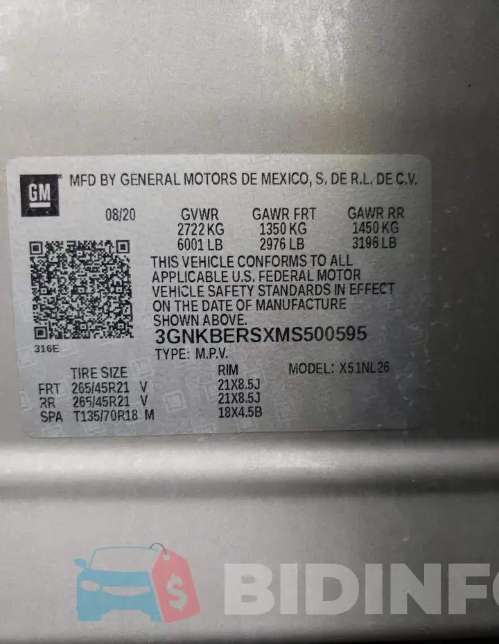 3GNKBERSXMS500595 Photo# 14