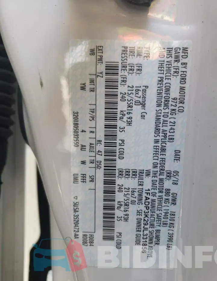 1FADP3K29JL331856 Photo# 13