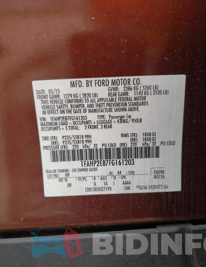 1FAHP2E87FG161203 Photo# 13