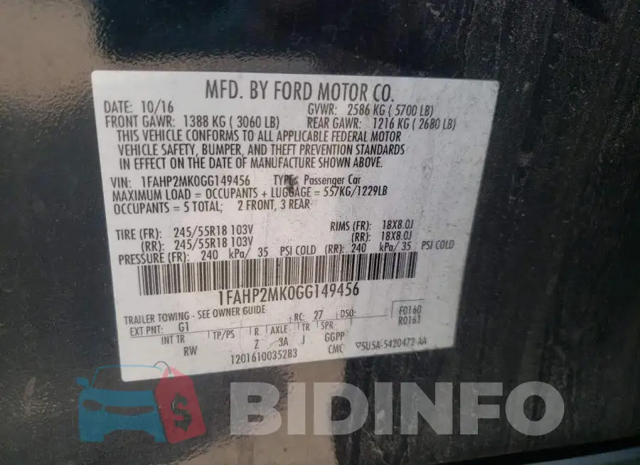 1FAHP2MK0GG149456 Photo# 12