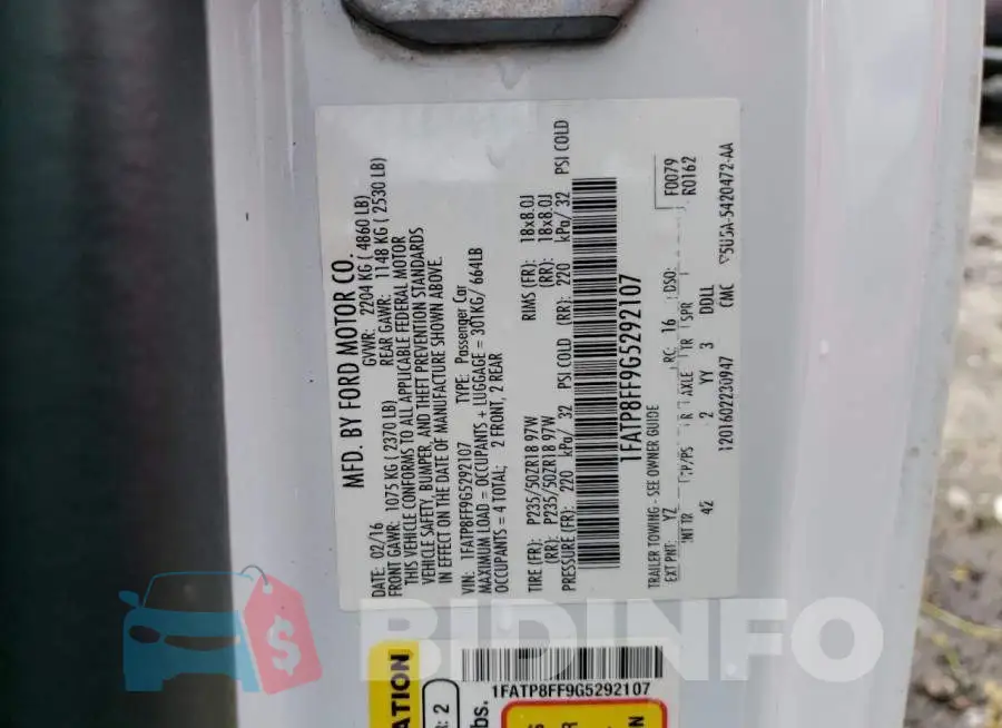 1FATP8FF9G5292107 Photo# 13