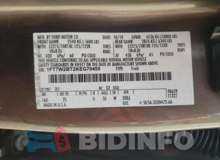 1FT7W2BT2KEG70459 Photo# 12