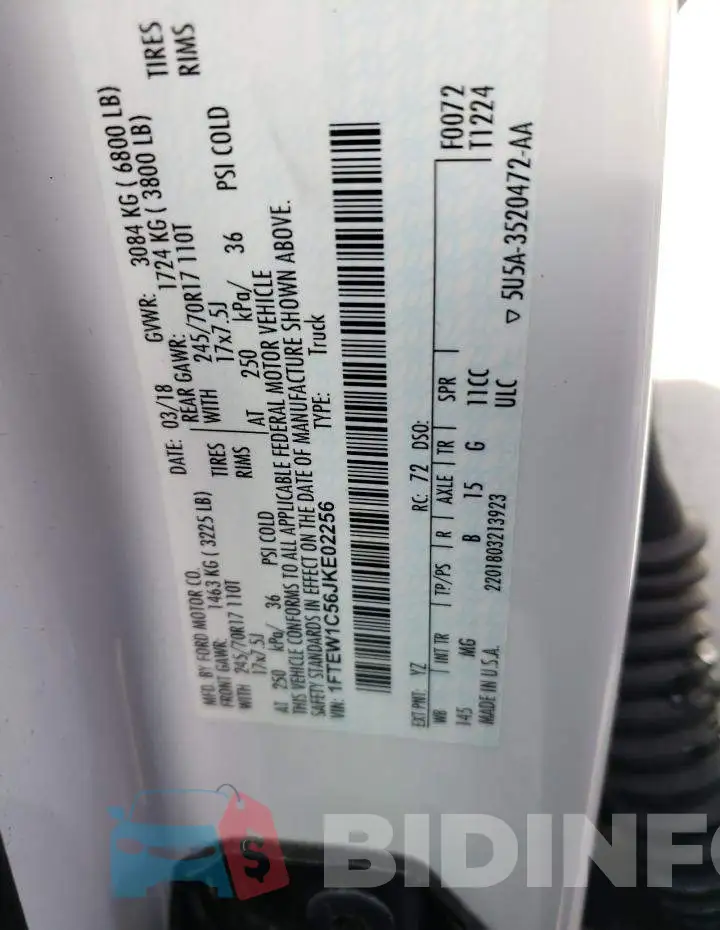 1FTEW1C56JKE02256 Photo# 12