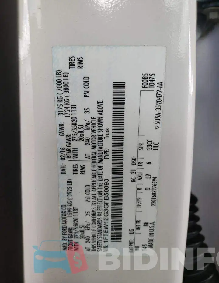 1FTEW1EG3GFB50093 Photo# 12