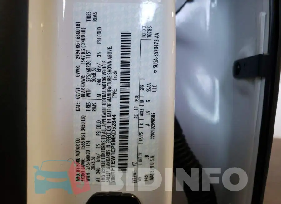 1FTEW1EP9MKD52844 Photo# 13