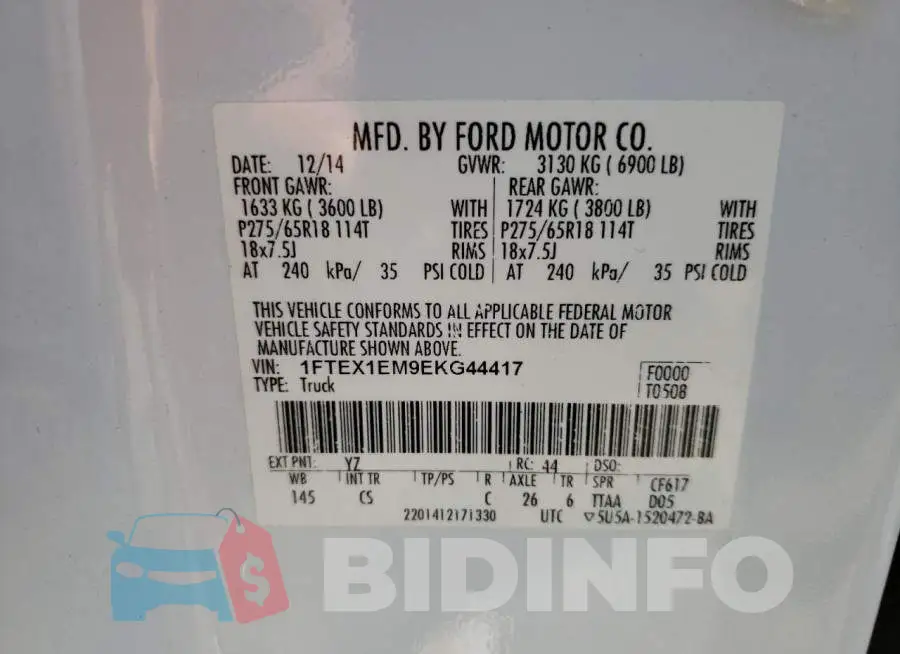 1FTEX1EM9EKG44417 Photo# 12
