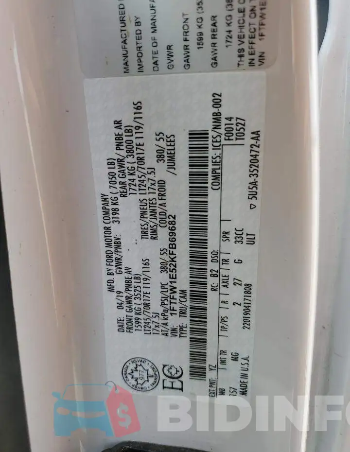 1FTFW1E52KFB69682 Photo# 13
