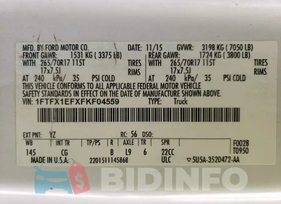 1FTFX1EFXFKF04559 Photo# 12