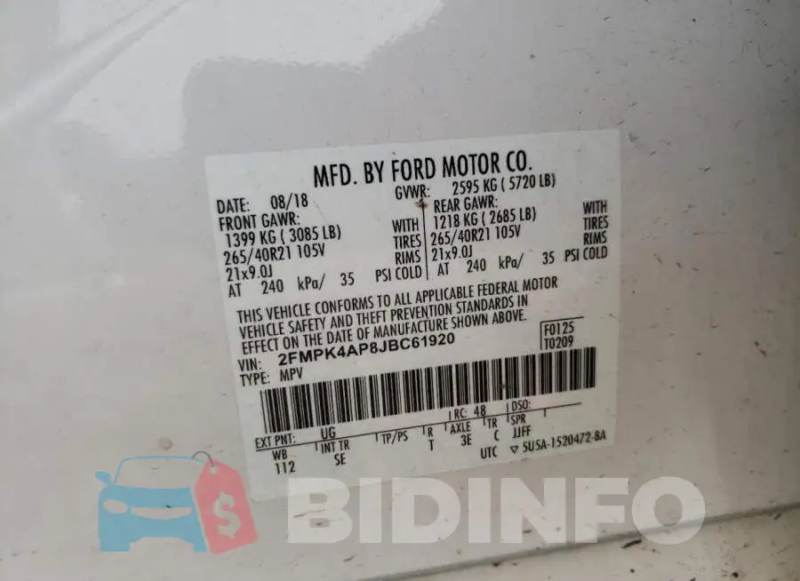 2FMPK4AP8JBC61920 Photo# 13
