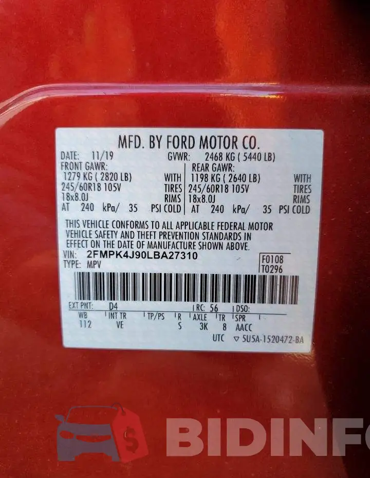 2FMPK4J90LBA27310 Photo# 13