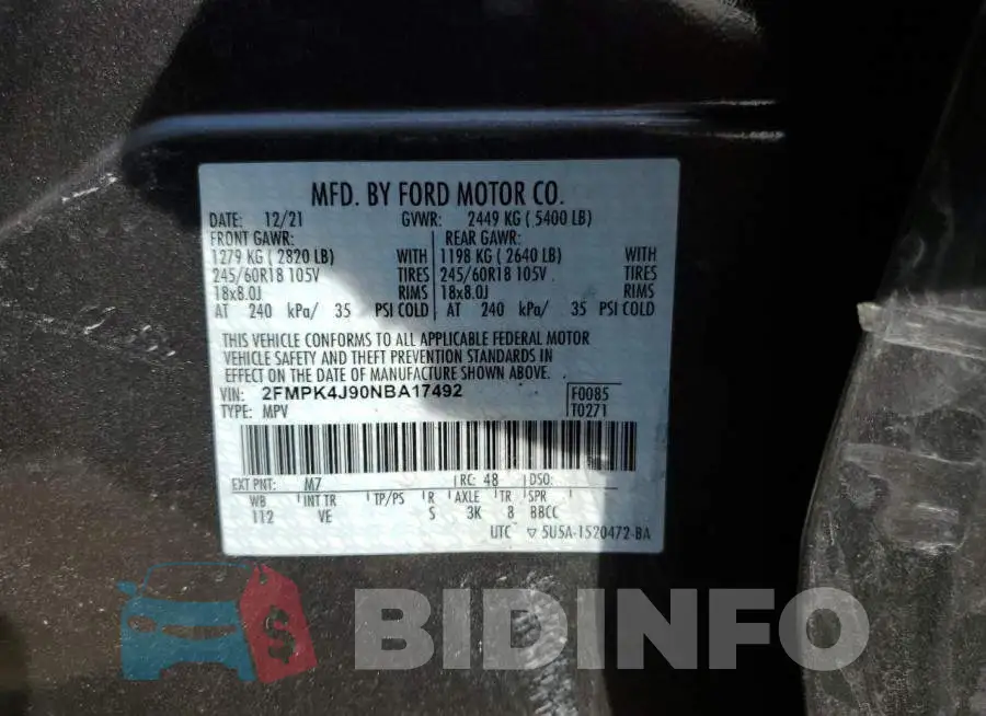 2FMPK4J90NBA17492 Photo# 12
