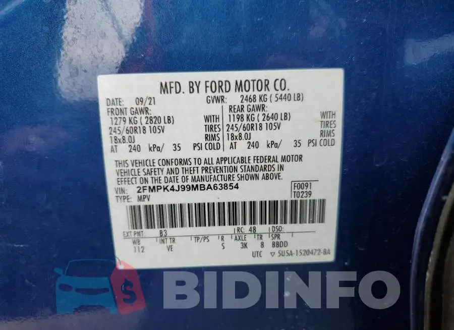 2FMPK4J99MBA63854 Photo# 14