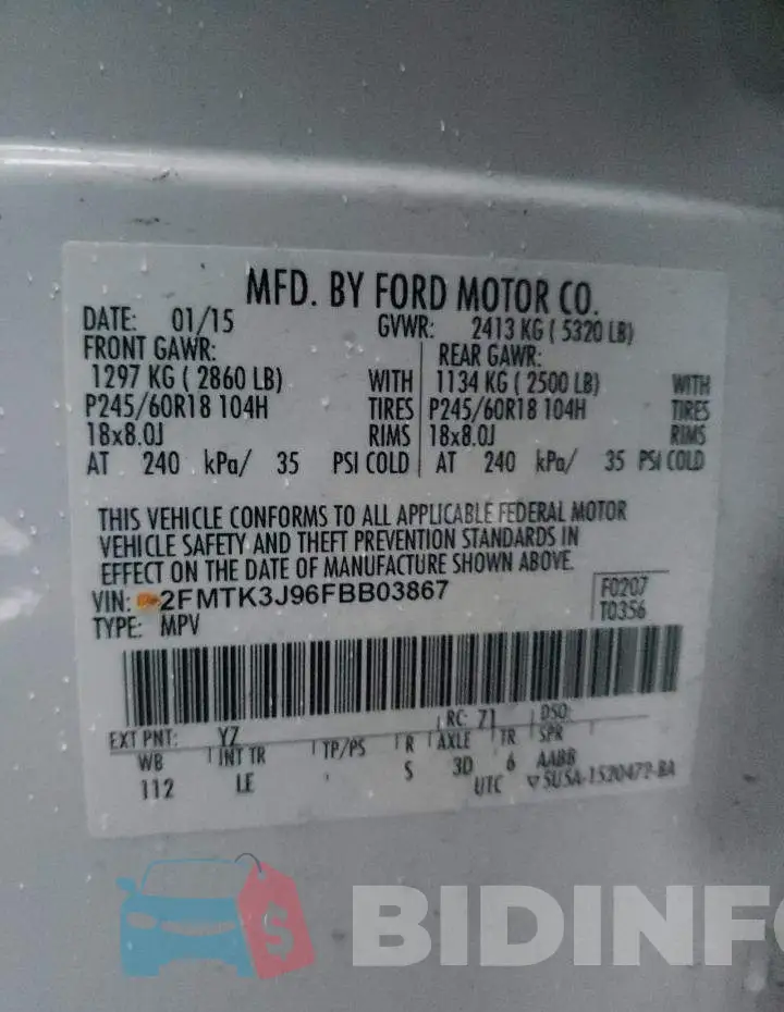 2FMTK3J96FBB03867 Photo# 13