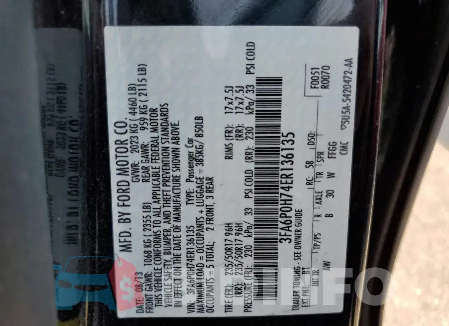 3FA6P0H74ER136135 Photo# 12