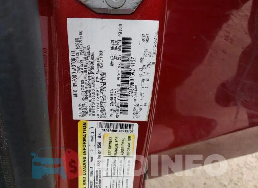 3FA6P0HD1GR219157 Photo# 12