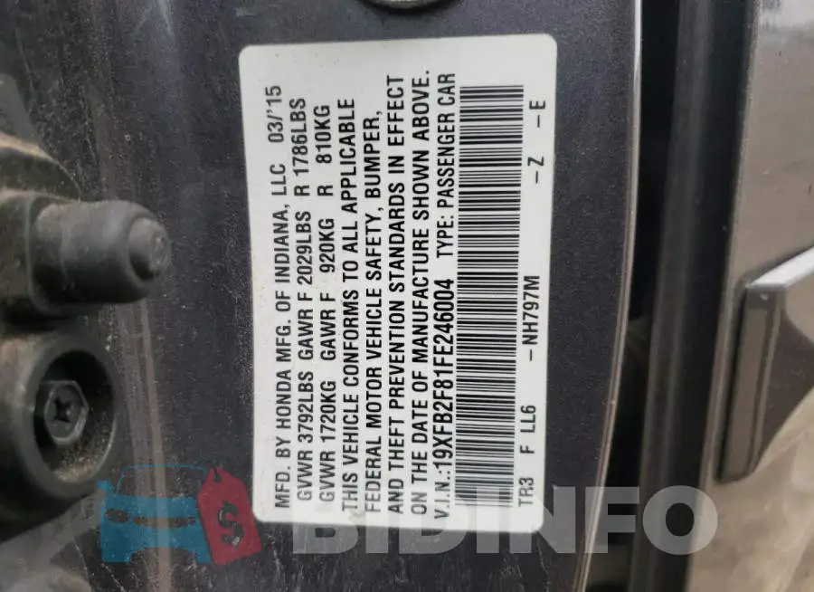 19XFB2F81FE246004 Photo# 12
