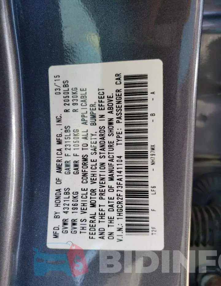 1HGCR2F73FA141104 Photo# 13