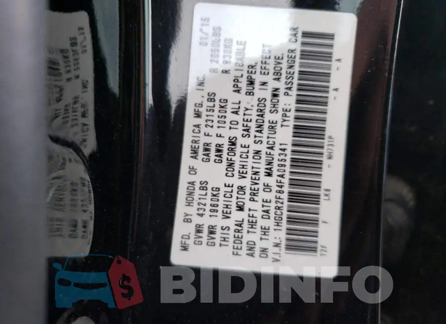 1HGCR2F84FA095341 Photo# 12