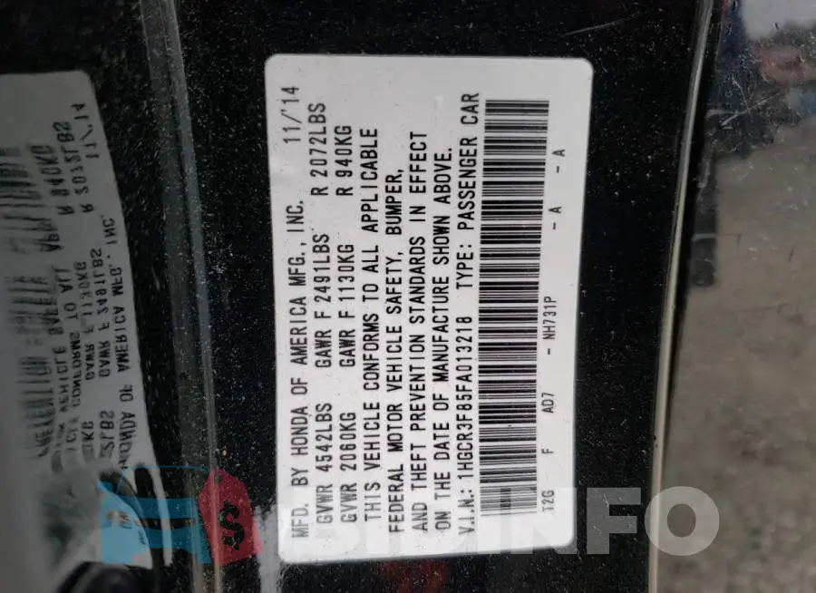 1HGCR3F85FA013218 Photo# 12