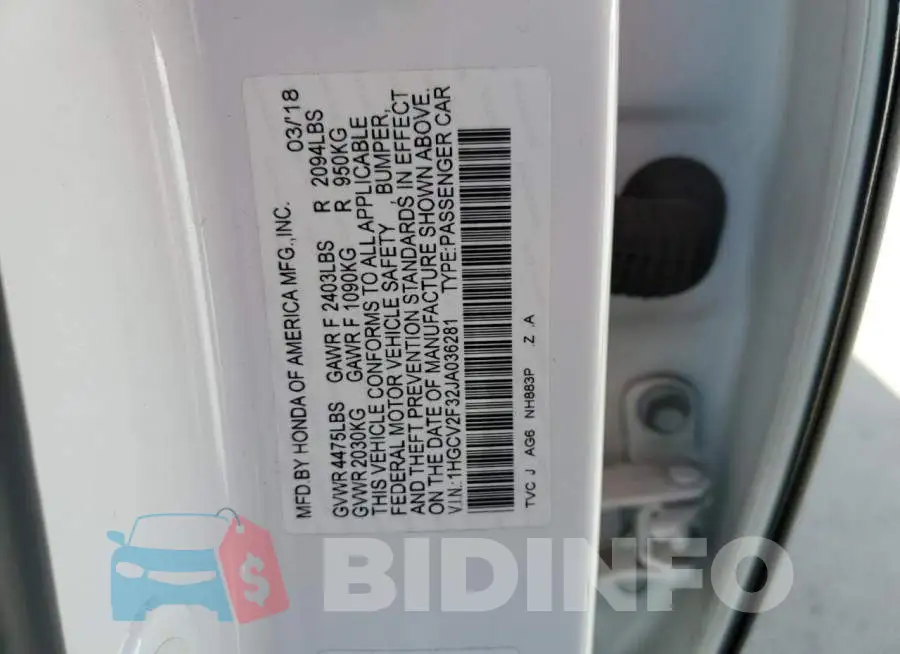 1HGCV2F32JA036281 Photo# 12