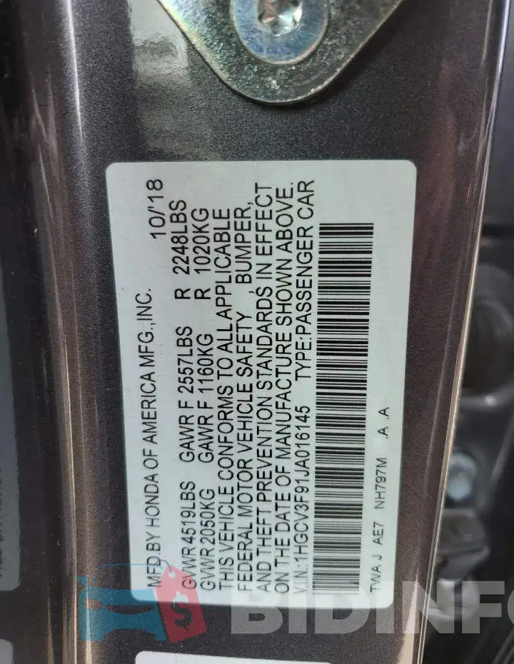 1HGCV3F91JA016145 Photo# 13
