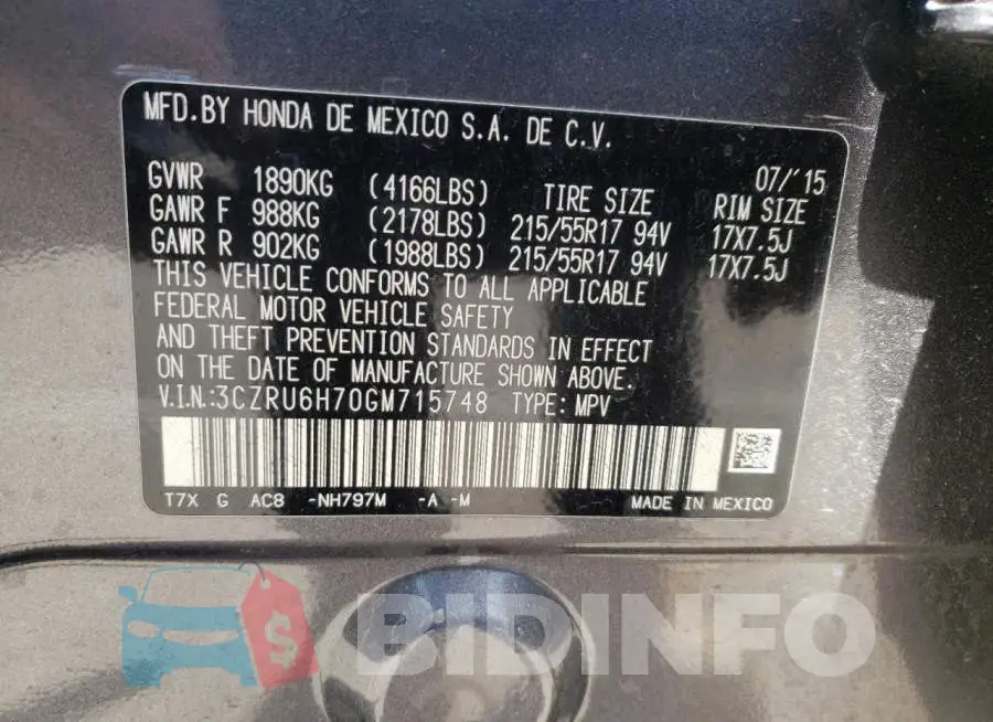 3CZRU6H70GM715748 Photo# 12