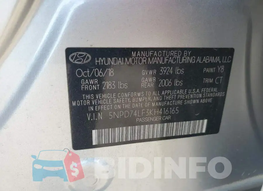 5NPD74LF3KH416165 Photo# 12