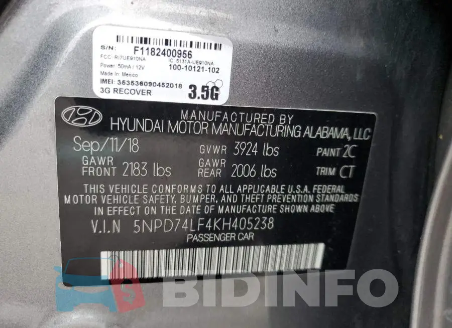 5NPD74LF4KH405238 Photo# 12