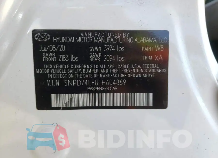 5NPD74LF8LH604889 Photo# 13