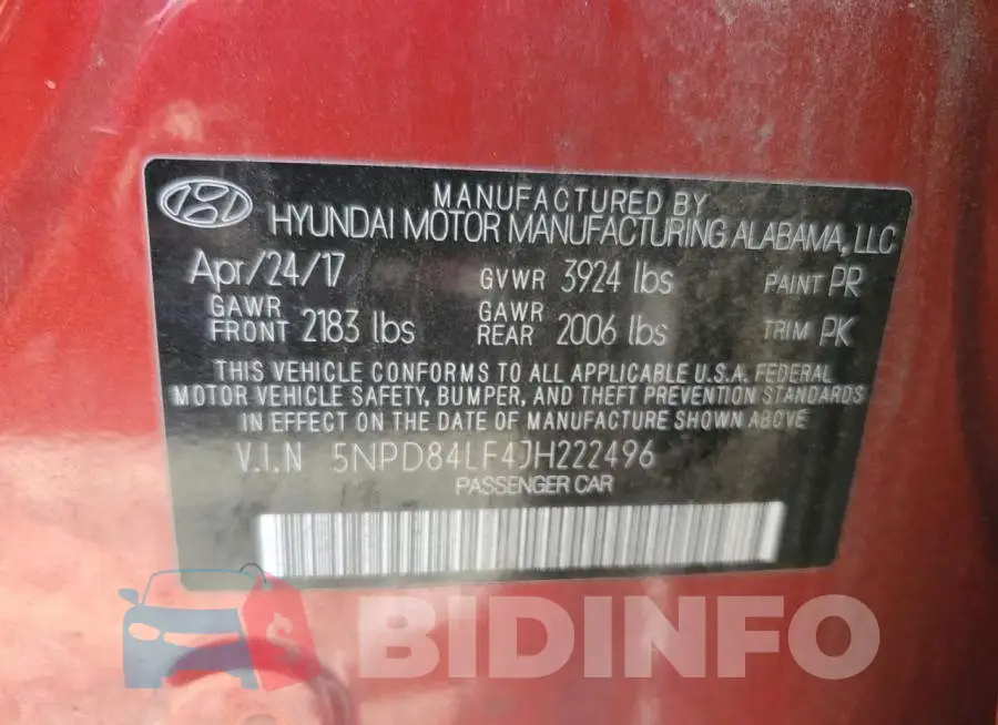 5NPD84LF4JH222496 Photo# 13