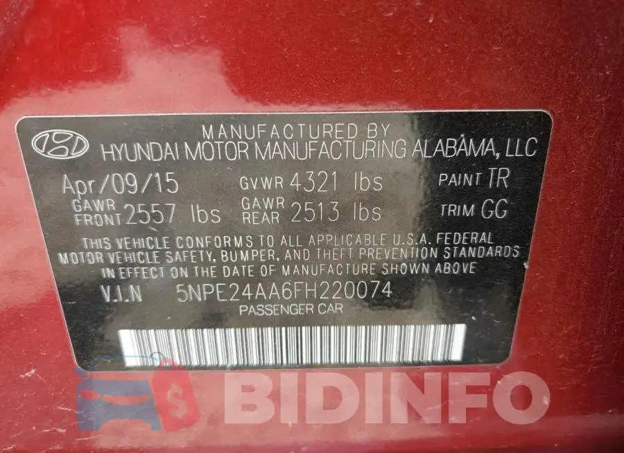 5NPE24AA6FH220074 Photo# 12