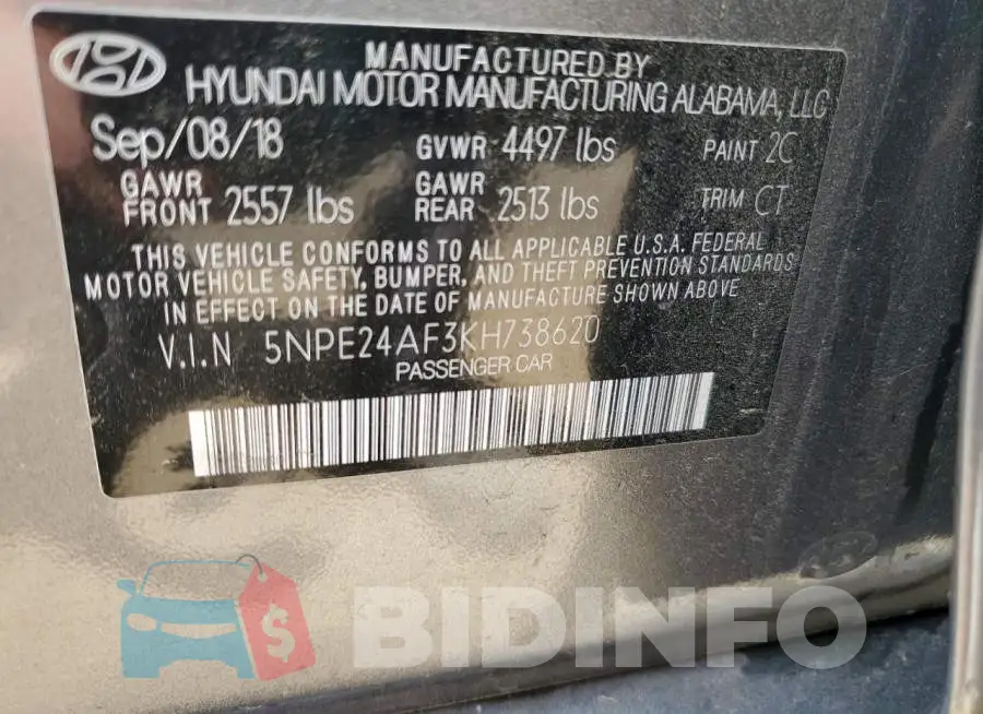 5NPE24AF3KH738620 Photo# 12