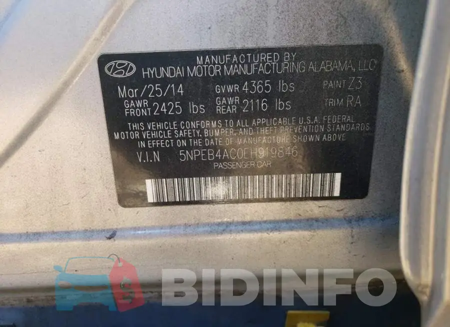 5NPEB4AC0EH919846 Photo# 12