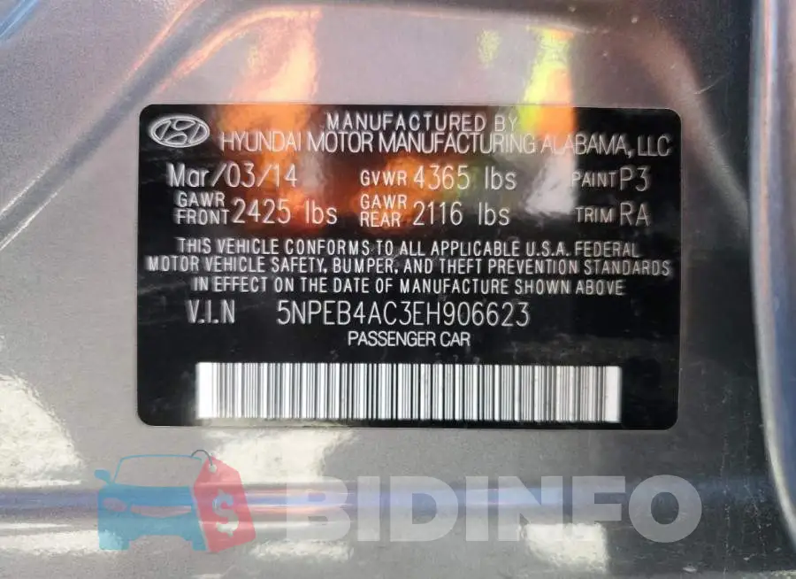 5NPEB4AC3EH906623 Photo# 12