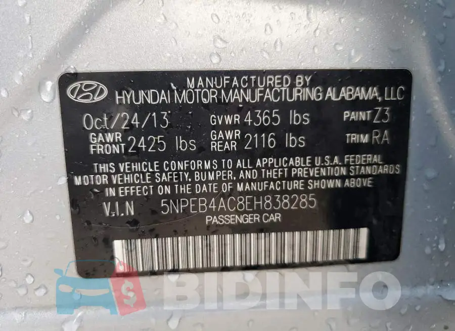5NPEB4AC8EH838285 Photo# 12