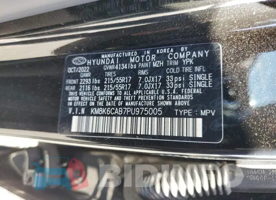 KM8K6CAB7PU975005 Photo# 13
