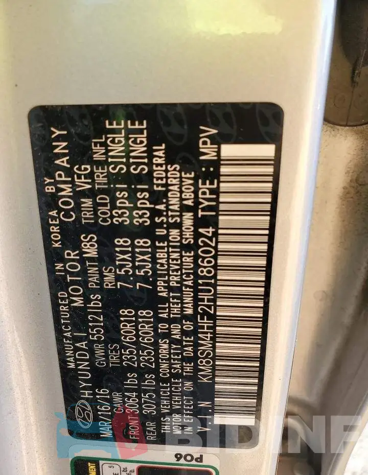 KM8SM4HF2HU186024 Photo# 12