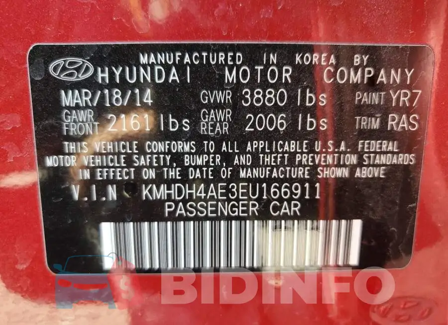 KMHDH4AE3EU166911 Photo# 12