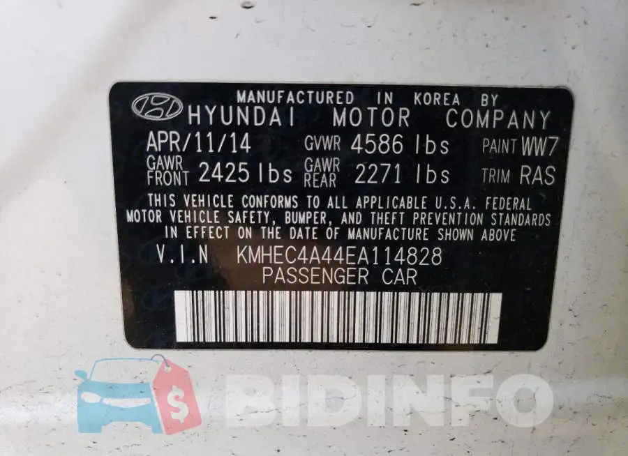 KMHEC4A44EA114828 Photo# 12