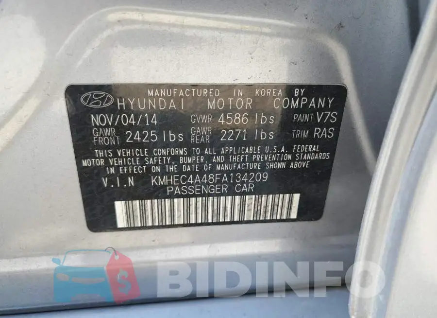 KMHEC4A48FA134209 Photo# 12