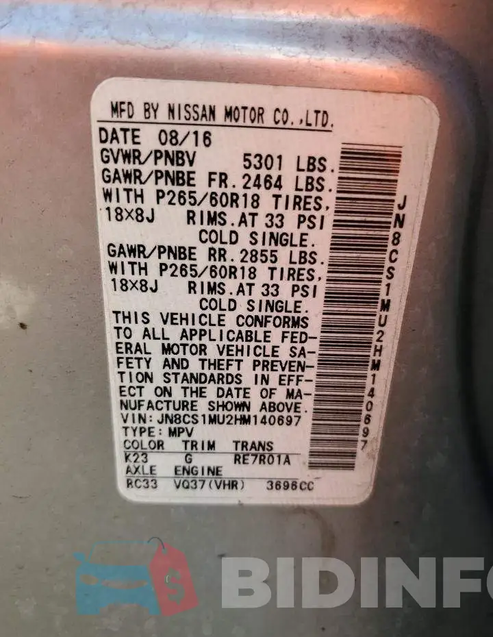 JN8CS1MU2HM140697 Photo# 14